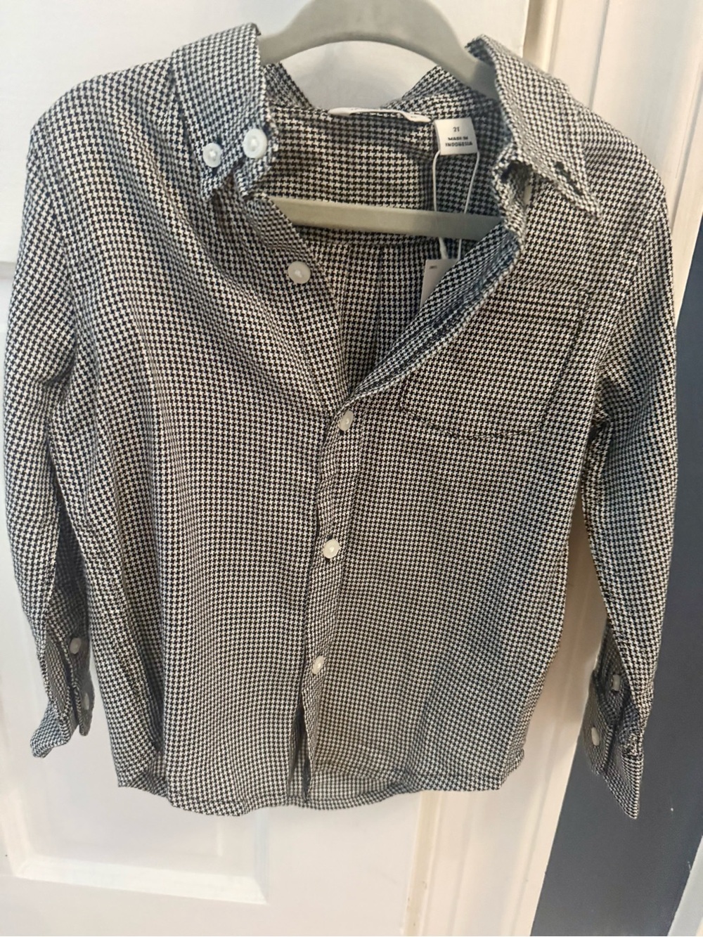 Janie and Jack Black & White Houndstooth Button-Down Shirt NWT size 2t